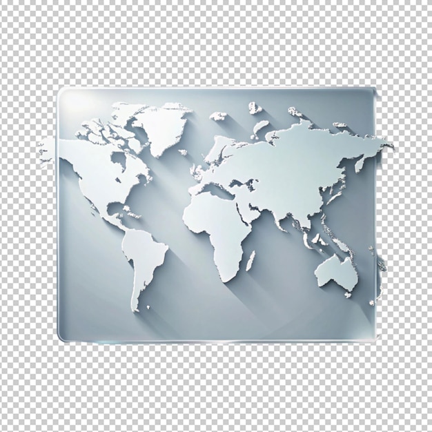 PSD vertical glass world map symbol