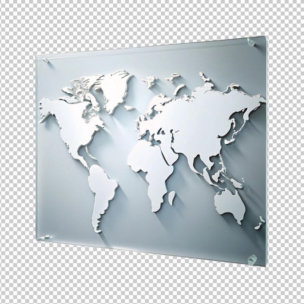 PSD vertical glass world map symbol