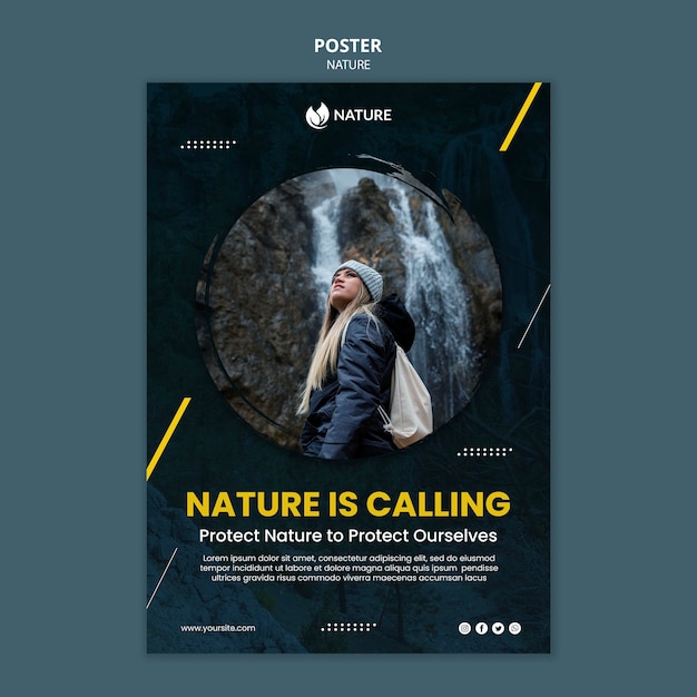 PSD vertical poster for nature protection and preservation