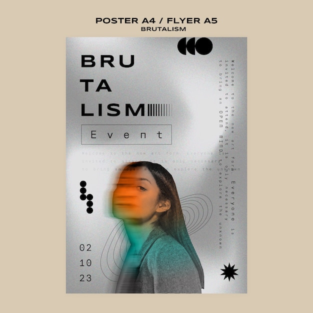 Vertical poster template in brutalism style