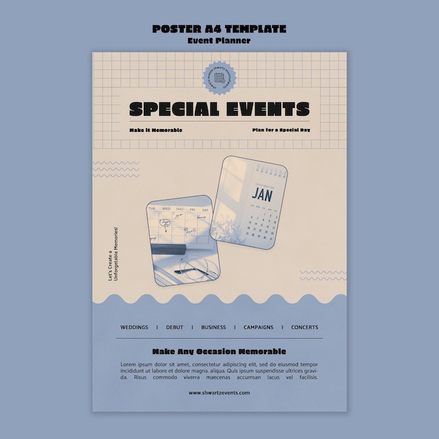 Vertical poster template for event planner