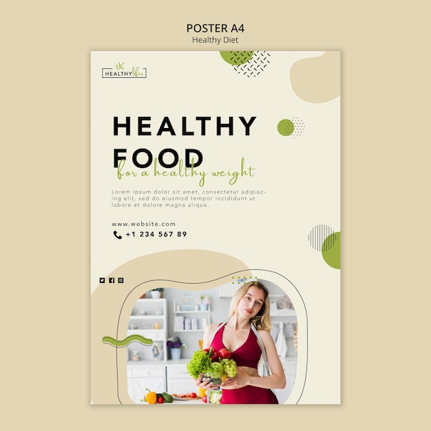 PSD vertical poster template for healthy nutrition