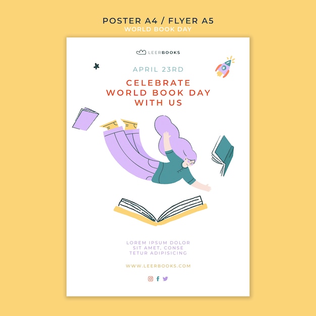 Vertical poster template for world book day