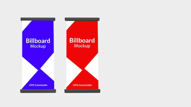 Vertical roll up banner display Signboard stands banner stand mockup 3d render