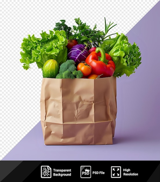 vertical shot of fresh vegetables in a recyclable paper bag mockup png psd