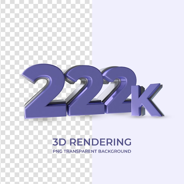 Very Peri 222K Followers 3d rendering isolated transparent background