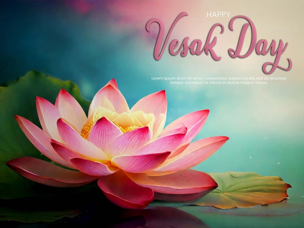 VESAK DAY POSTER WITH LOTUS FLOWER BACKGROUND