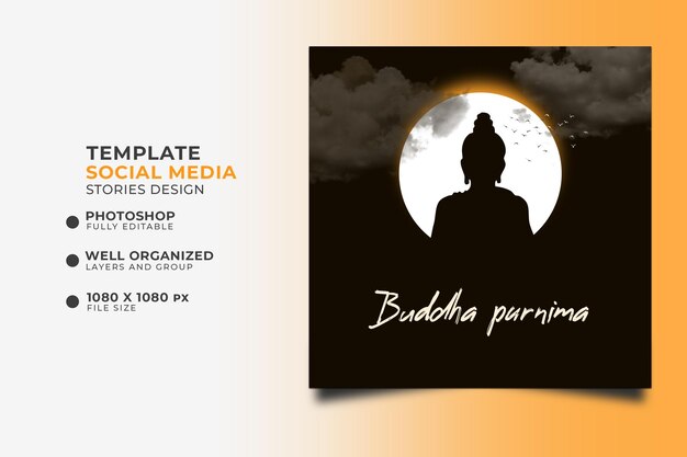 vesak Day social media post design template