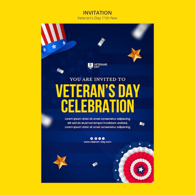 Veteran's day celebration invitation template