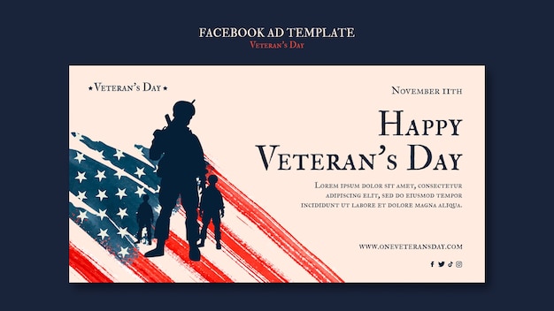 Veterans day commemoration facebook template