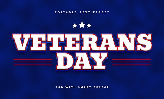 Veterans Day editable text effect template