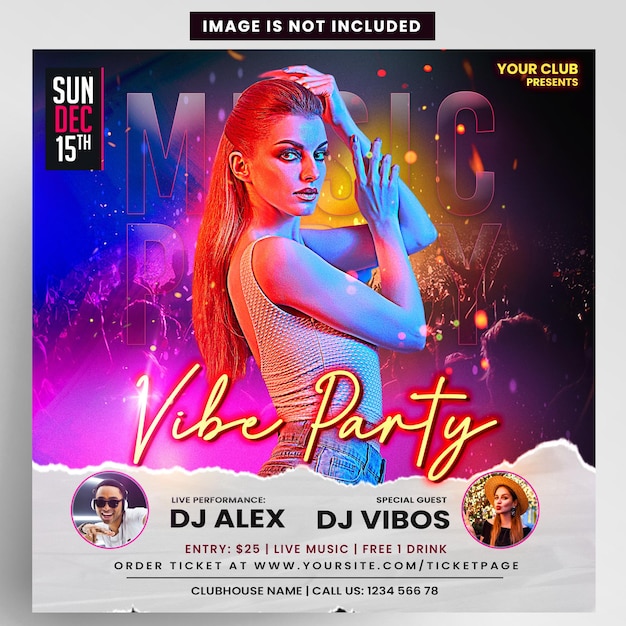 Vibe Music Night DJ Party Tour Instagram Banner Flyer