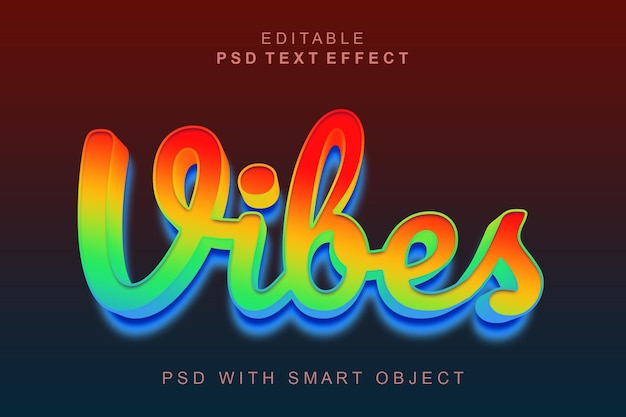 PSD vibes 3d editable text effect template