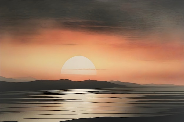 PSD vibrant aquatint print captures breathtaking sunset landscape