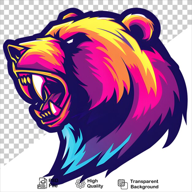 PSD vibrant bear logo with rainbow colors