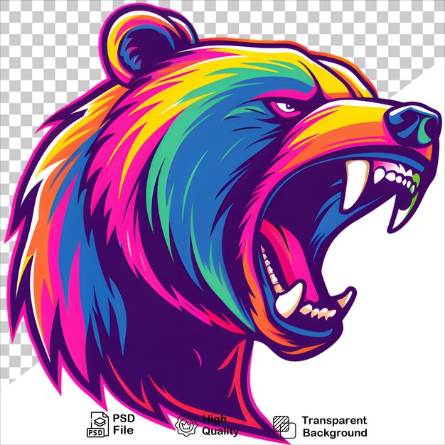 Vibrant Bear Logo with Rainbow Colors