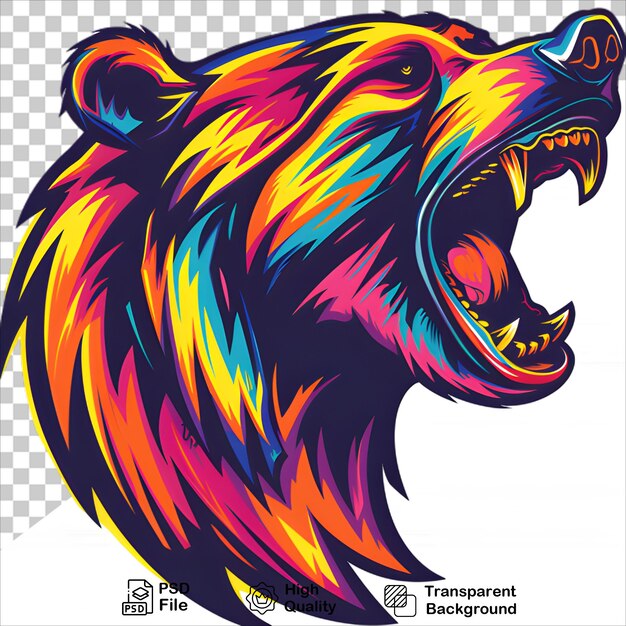 Vibrant Bear Logo with Rainbow Colors