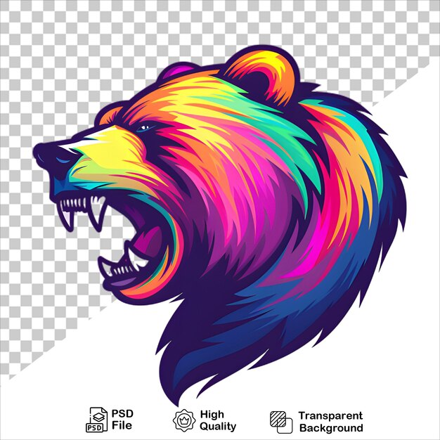 PSD vibrant bear logo with rainbow colors