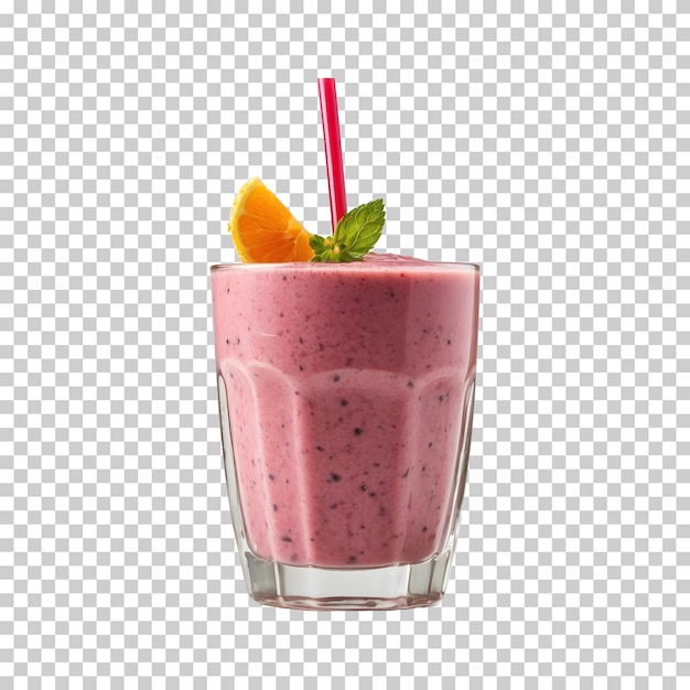 PSD vibrant blend glass of fruit smoothie isolated on transparent background with fresh fruit