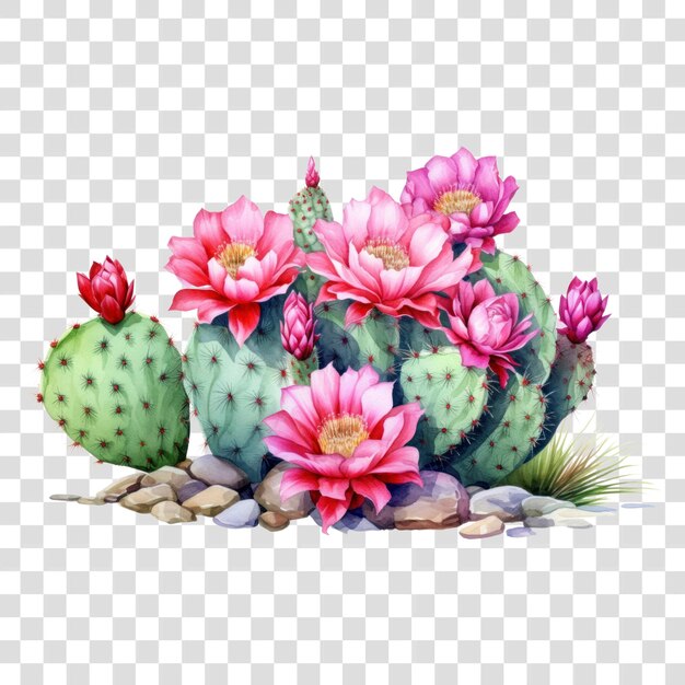 PSD vibrant blooming cactus illustration