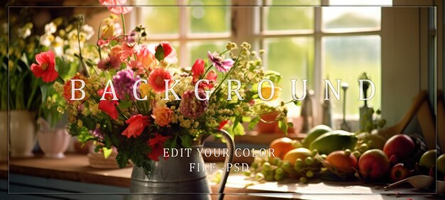 Vibrant Bouquet in a Rustic Kitchen Window