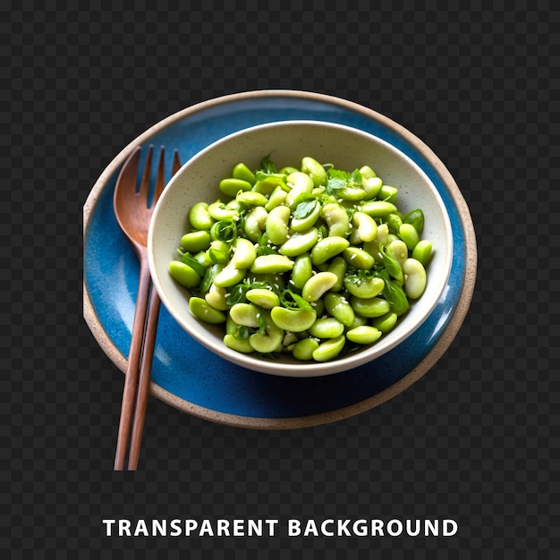 PSD a vibrant bowl of green salad with beans isolated on transparent background