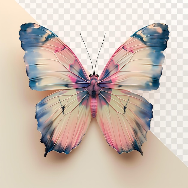 Vibrant Butterfly with Pink and Blue Wings Close Up View