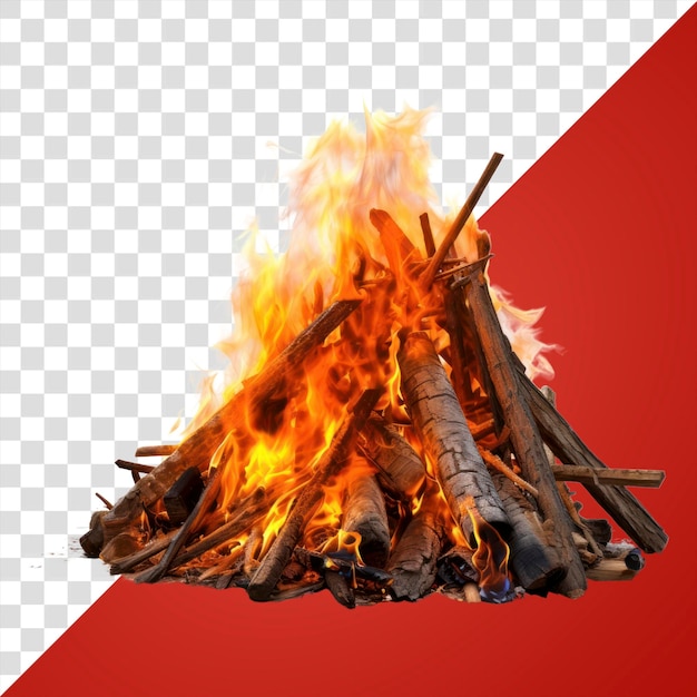 Vibrant campfire on red background