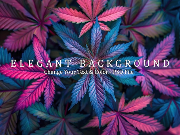 Vibrant Cannabis Leaves in Pink and Blue Hues