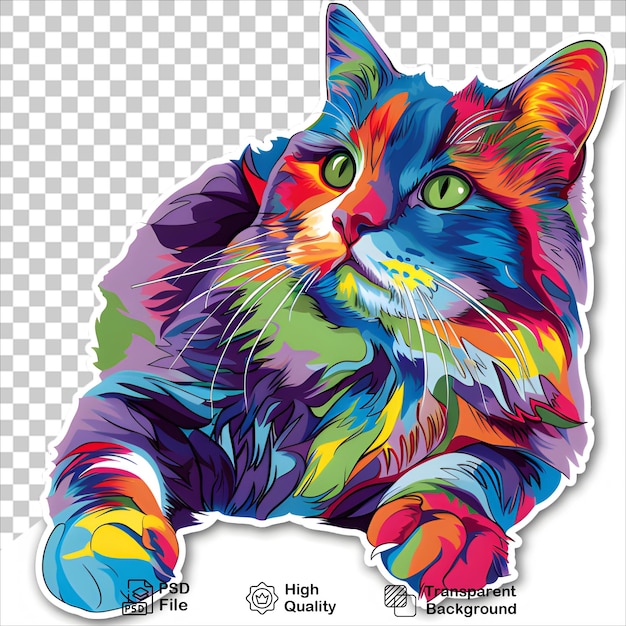 Vibrant Cat Face Design Sticker Transparent Background