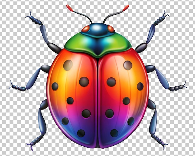 PSD vibrant and colorful ladybug illustration with detailed features isolated on transparent background