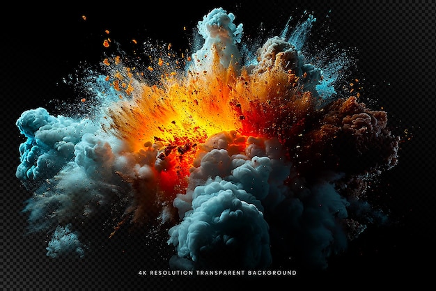 PSD vibrant colorful powder explosion on transparent background