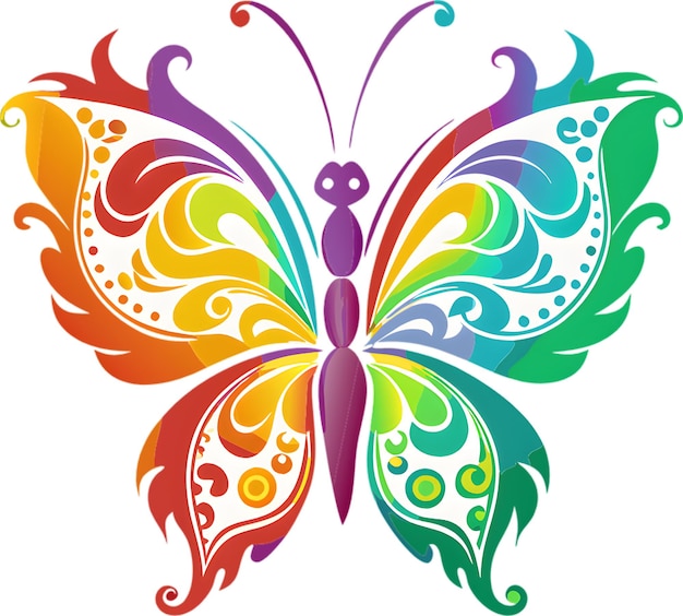 Vibrant damask butterfly stencil clipart adds elegant flair