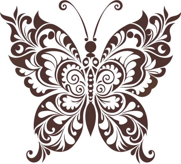 PSD vibrant damask butterfly stencil clipart adds elegant flair