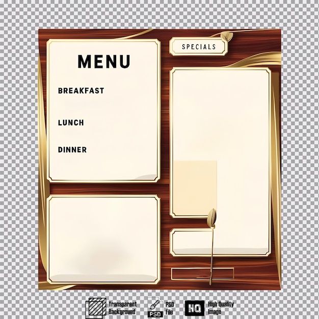 PSD vibrant digital illustration of a menu board