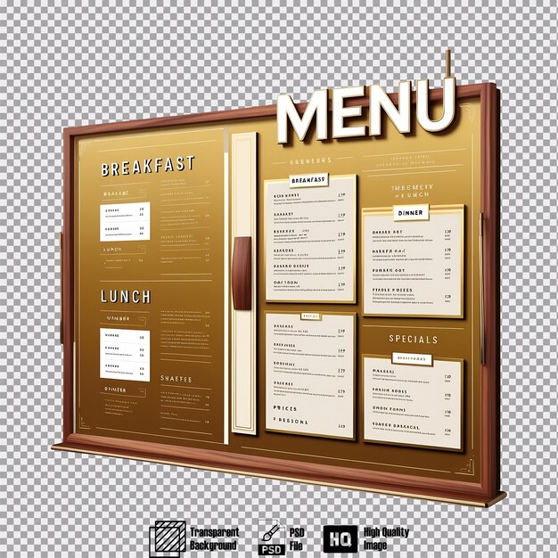 PSD vibrant digital illustration of a menu board