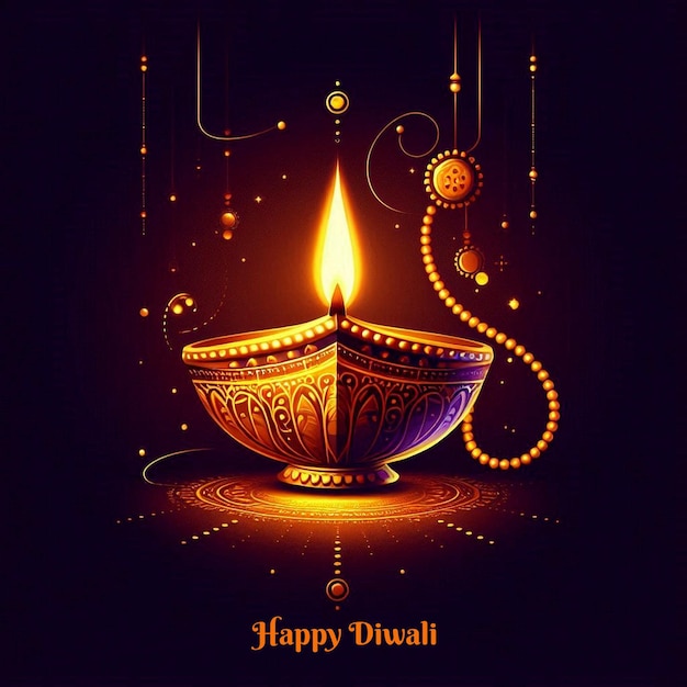 PSD vibrant diwali diya lantern creative graphic design for indian festival of lights celebration