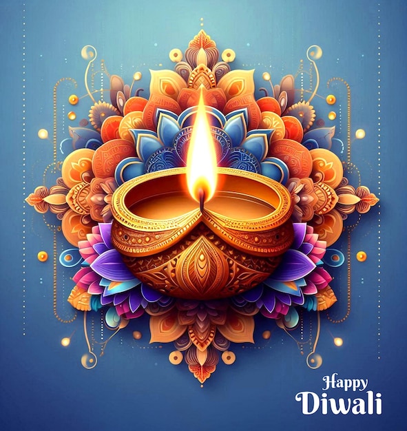 PSD vibrant diwali diya lantern creative graphic design for indian festival of lights celebration