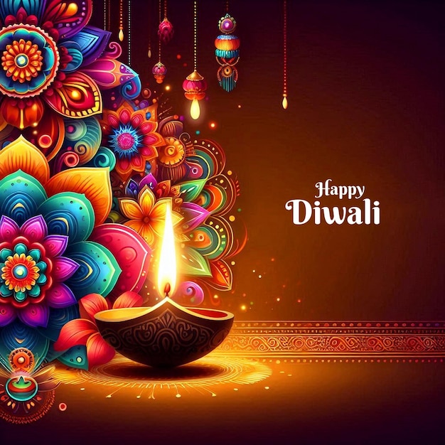 Vibrant Diwali Diya Lantern Creative Graphic Design for Indian Festival of Lights Celebration