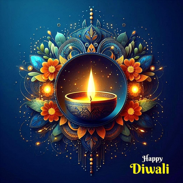 Vibrant Diwali Diya Lantern Creative Graphic Design for Indian Festival of Lights Celebration