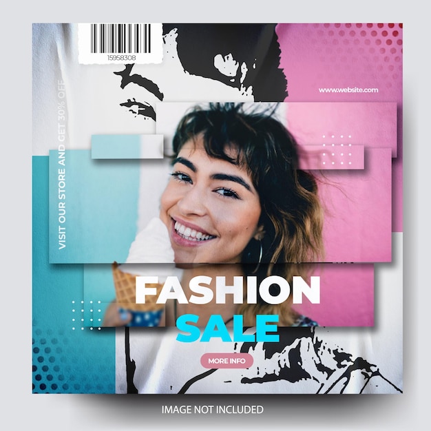 PSD vibrant fashion sale instagram social media poster banner