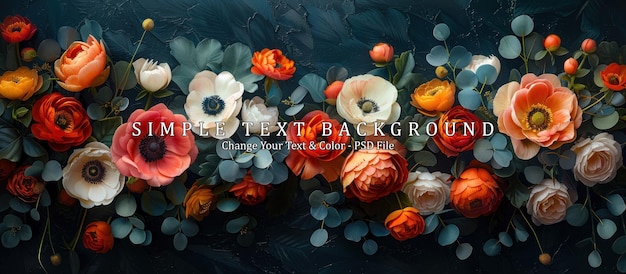 PSD vibrant floral arrangement on dark background