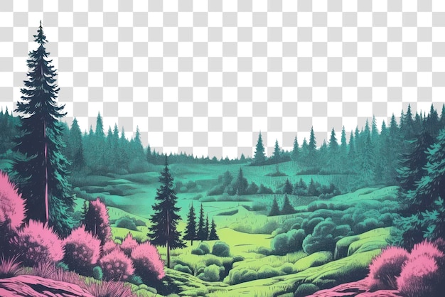 PSD vibrant forest landscape illustration