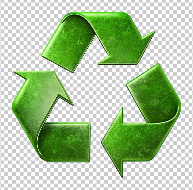 Vibrant green recycling symbol with shiny surface ecofriendly design transparent PNG file