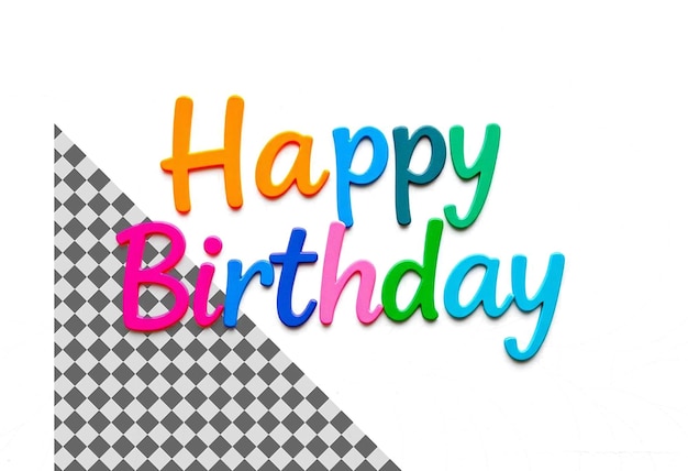 Vibrant Happy Birthday Text Isolated on Transparent Background Perfect for Festive Birthday Card