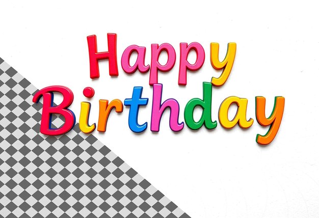 Vibrant Happy Birthday Text Isolated on Transparent Background Perfect for Festive Birthday Card