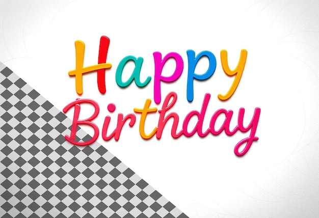 Vibrant Happy Birthday Text Isolated on Transparent Background Perfect for Festive Birthday Card