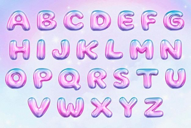 PSD vibrant holographic alphabet font