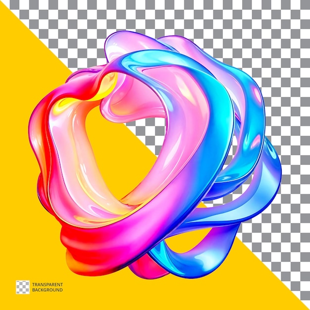 Vibrant Intertwined Fluid Shapes with Bold Gradient Colors on Transparent Background