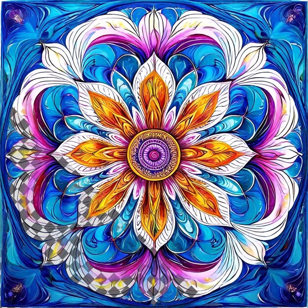 PSD vibrant and intricate mandala design with multicolor patterns isolated on transparent background